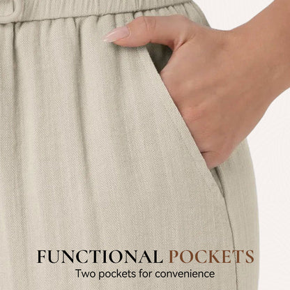 🤩🤩Lightweight Linen Pants Solid Color Drawstring Casual Pants🥰Breathable & Skin-Friendly