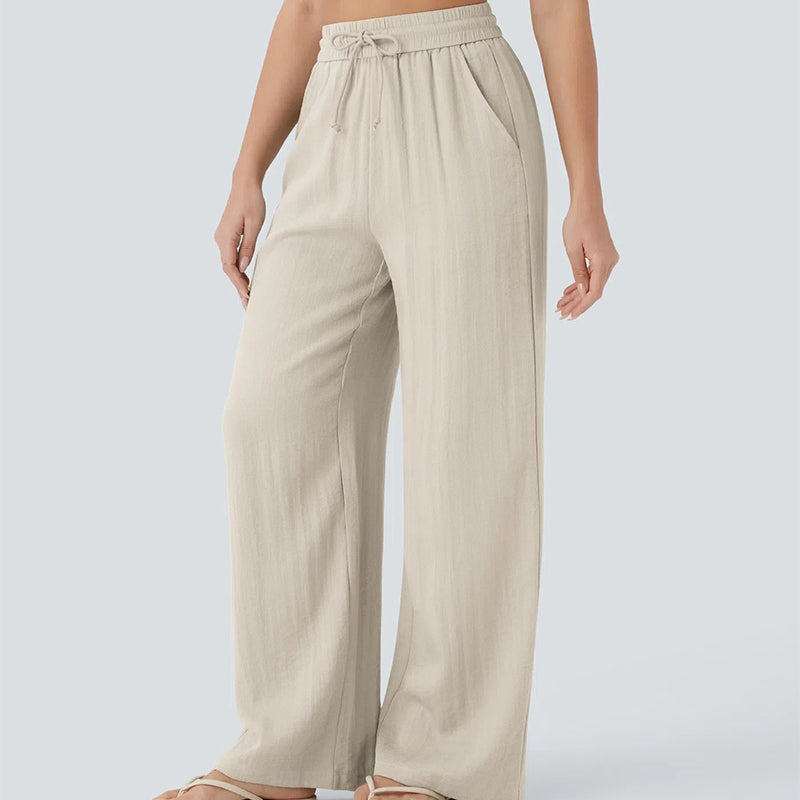🤩🤩Lightweight Linen Pants Solid Color Drawstring Casual Pants🥰Breathable & Skin-Friendly