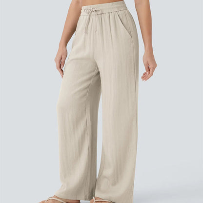 🤩🤩Lightweight Linen Pants Solid Color Drawstring Casual Pants🥰Breathable & Skin-Friendly