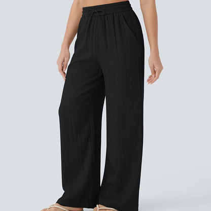 🤩🤩Lightweight Linen Pants Solid Color Drawstring Casual Pants🥰Breathable & Skin-Friendly