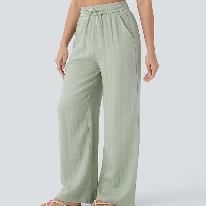 🤩🤩Lightweight Linen Pants Solid Color Drawstring Casual Pants🥰Breathable & Skin-Friendly