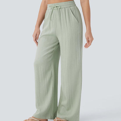 🤩🤩Lightweight Linen Pants Solid Color Drawstring Casual Pants🥰Breathable & Skin-Friendly