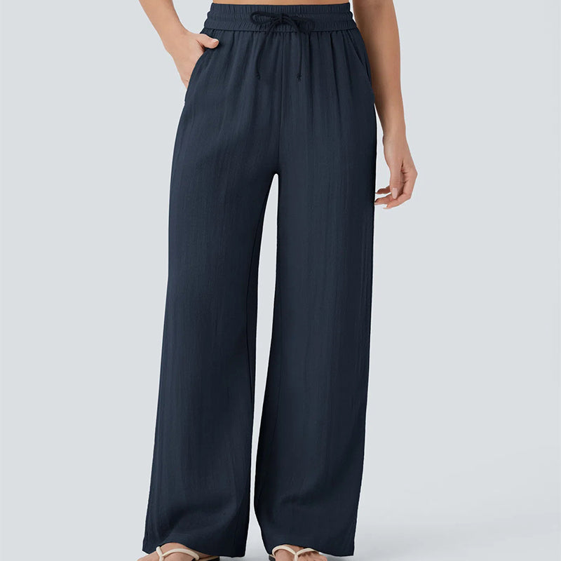 🤩🤩Lightweight Linen Pants Solid Color Drawstring Casual Pants🥰Breathable & Skin-Friendly