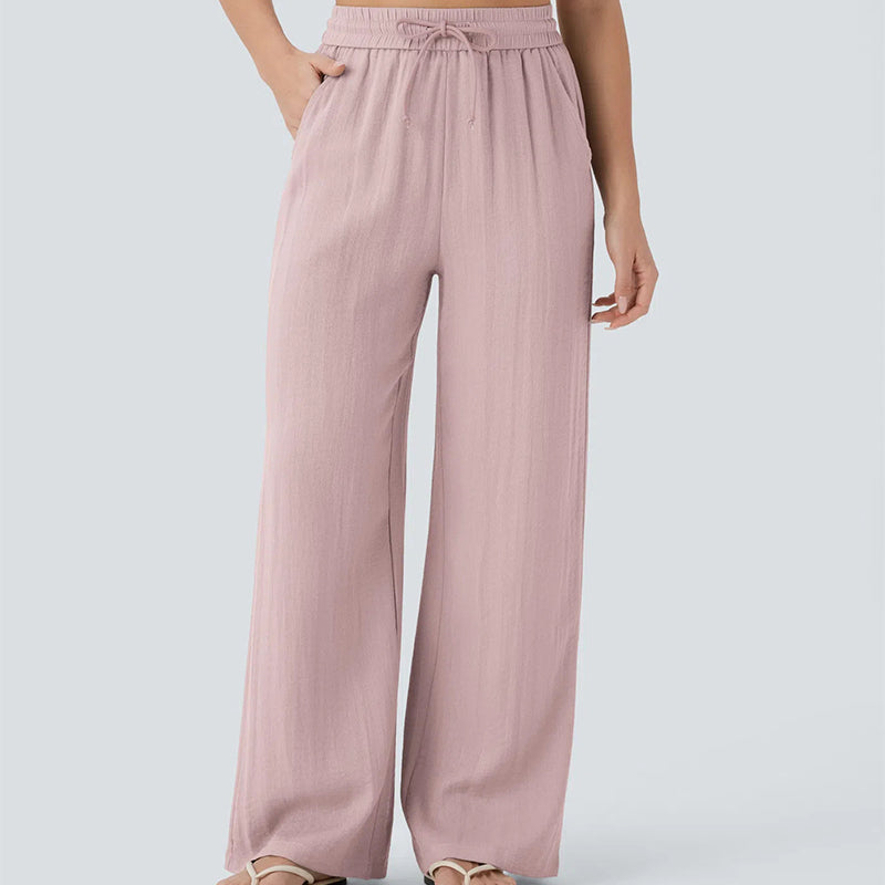 🤩🤩Lightweight Linen Pants Solid Color Drawstring Casual Pants🥰Breathable & Skin-Friendly