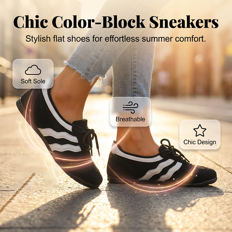 🤩🤩Time-Limited Special⏰Women's Retro Wave Stripe Lace-Up Sneakers