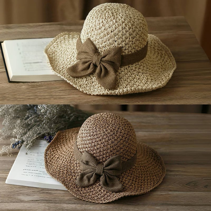 🤩🤩Time-Limited Special⏰Straw Hat with Retro Bow – Foldable & Breathable for Summer