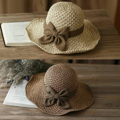 🤩🤩Time-Limited Special⏰Straw Hat with Retro Bow – Foldable & Breathable for Summer