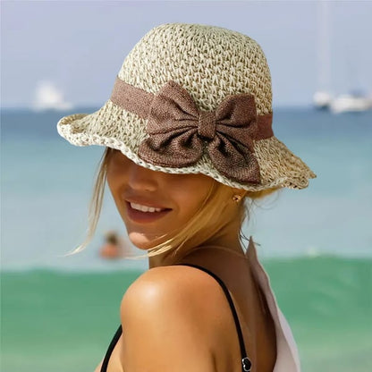 🤩🤩Time-Limited Special⏰Straw Hat with Retro Bow – Foldable & Breathable for Summer