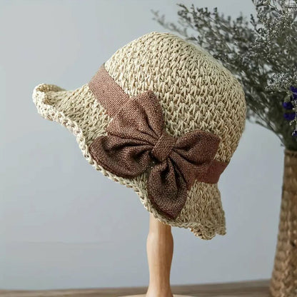 🤩🤩Time-Limited Special⏰Straw Hat with Retro Bow – Foldable & Breathable for Summer